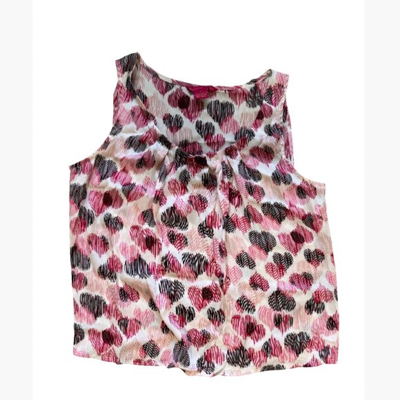 Sunny Leigh Women’s Blouse Top S – Pink & Red Heart Print - Picture 1 of 4
